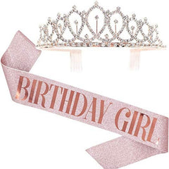 Girls Birthday Crown Tiara Set for Women Girl Birthday Party Decoration Supplies H9EF