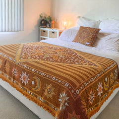 YICKYUE  -  Bohemian Thread Quilt: Multi-Functional Sofa Leisure Blankets with Tassels - Suitable for Camping and All Seasons