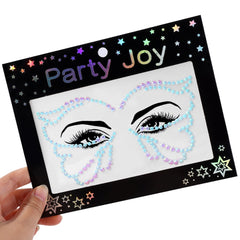 Yickyue Eyes Face Makeup Temporary Tattoo Self Adhesive Sticker White Black Rhinestones Flat Back Crystal Party Body Jewelry Decorations