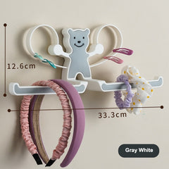 INS Cartoon Bear Hair Clips Holder Wall-mounted Girls Hairpin Storage Rack Headband Barrettes Organizer  Punch-free Storage Rack