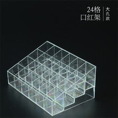 Clear 24 Grid Lipstick Stand Case Makeup Organizer Storage Box Lipstick Display Stand Holder Cosmetic Jewelry Organizer Box