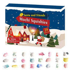 Christmas Advent Countdown Calendar Toy Set Different Cute Mochi Animals Calendar 24 Days Christmas Surprise Squishy Toys Gift