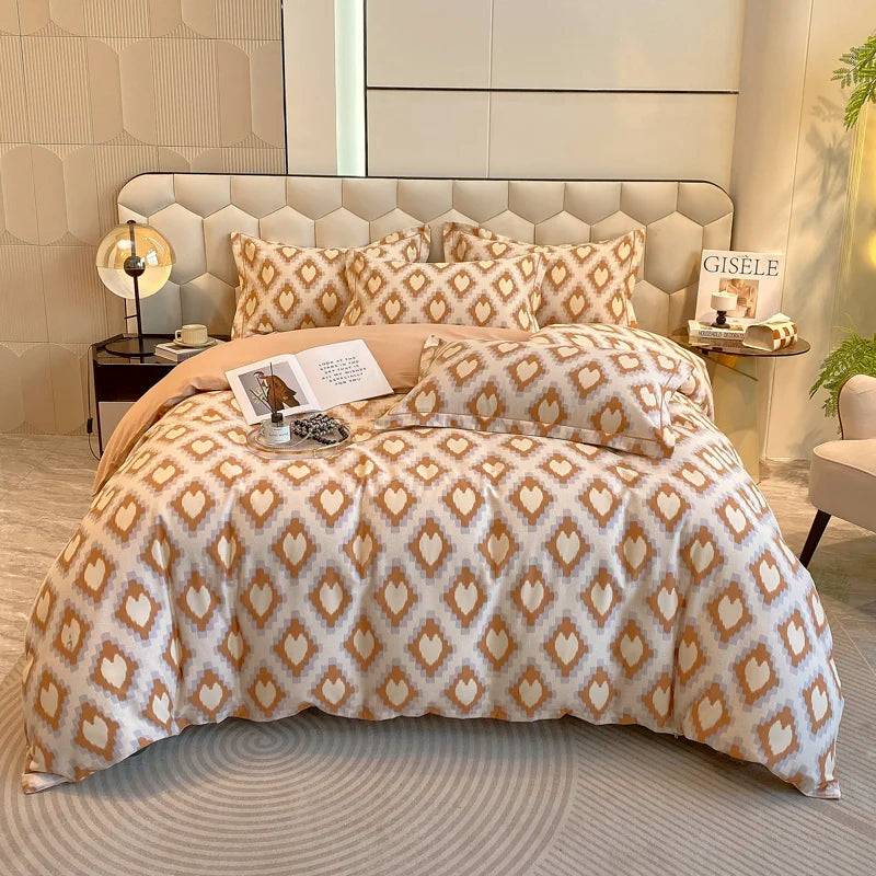 YICKYUE  -  New 3pc 100% Cotton Duvet Cover,Soft And Skin-Friendly Reactive Printing Fabric,Single/Queen Full Size Bedding Set,No Filler