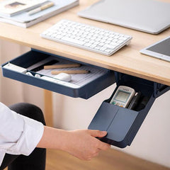 Under Desk Drawer Adhesive Storage Box For Office Pen Holder Hidden Sorting Box Kitchen Knife Fork Storage Tray Organizer