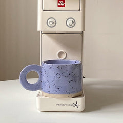 Hand-made Irregular Shape French Niche Retro Simple Latte Cup Afternoon Tea Milk Coffee Ceramic Dessert Cup Splash Ink Mug