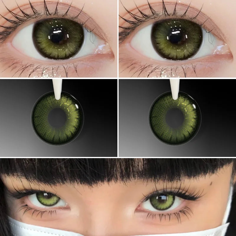 YICKYUE  -  1 Pair Korean Hot Selling Lenses Color Contact Lenses With Prescription Myopia Lenses Pink Lenses High Quality Lenses