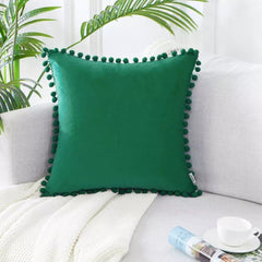 J Velvet Cushioncover pillowslip with Ball Soft Decorative Cushion Home Decor for Sofa Set Bedroom Pillowcase Blue Pink Pillow
