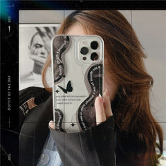INS cool cute 3D black dream butterfly handle holder clear soft phone case for iphone  13 Pro Max 12 11 7 8 plus X bracket Cover
