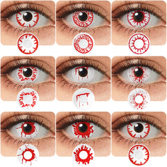 YICKYUE  -  1Pair Halloween Colored Contact Lenses Cosplay Vampire Red Contact Lenses Anime Eye Lenses Blood Makeup Contact Lens