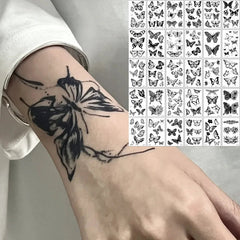 YICKYUE  -  Black Butterfly Temporary Tattoo Sticker 30PCS/set 3D Butterfly Fake Tattoo Transfer Waterproof Tattoo Legs Arm Body for Women