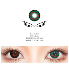 YICKYUE    1pair Green Halloween Color Contact Lenses Crazy Circle Lens Anime Softlens