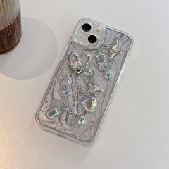 YICKYUE  -  3D Love Heart Angel Silver Phone Case For iPhone 16 15 14 13 12 11 Pro X XS Max 7 8 Plus Soft Shockproof Back Cover