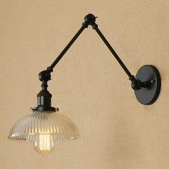 YICKYUE  -  Antique Design Glass Swimming Arm Wall Lamp Retro Reading Lamp Bedside Home Industrial Led Wall Lights Fixture Black Gold Rustic