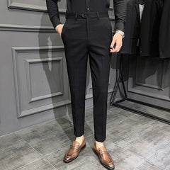 YICKYUE  -  Brand Clothing Spring Summer New Plaid Dress Pants Men Clothing Business Formal Wear Slim Fit Office Trousers 36 38