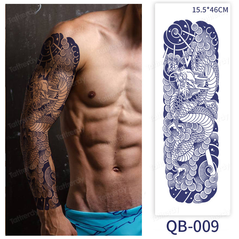 YICKYUE  -  Semi Permanent Juice Ink Tattoo Stickers Natural Herbal Waterproof Men's Full Arm Sleeve Long-lasting Premium Wave Totem Dragon