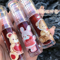 Mansly Kawaii Makeup Lip Tint Korean  Lipgloss Cute Bear Long Lasting Waterproof Liquid Lipstick Women Make Up