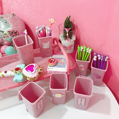 W&G Pen Holder Japanese Cute Pink Girl Heart Desktop Trash Can Storage Little Fairy Beautiful Girl Desktop Storage Bucket 2022