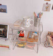 Shelf Organizer Desktop Folding Rack Stationery Organizer Cosmetic Storage Rack Bed Folding Table Acrylic Tray Shelf Organizer