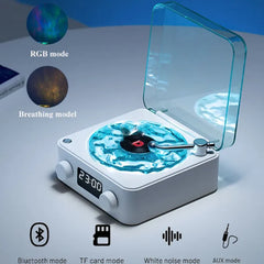 YICKYUE  -  Waves Vinyl Player Bluetooth Speaker with White Noise Retro Turntable Speaker Sleep Aid Vitrola Shaped Speaker with RGB Light