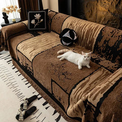 YICKYUE  -  Chenier Vintage Sofa Cover Cloth Anti Cat Scratch Anti Slip Backrest Towel  A Whole Fully Enclosed Dust Couch Cover Cloth 3 Seat