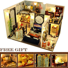 Cutebee DIY DollHouse Wooden Doll Houses Miniature Dollhouse Furniture Kit Toys for Children Christmas Gift The Satisfied Time