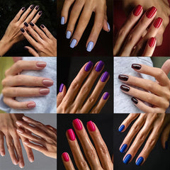 Yickyue 24Pcs Short Square Fake Nails UV Glossy Oil Acrylic Solid Color False Fingernails 2023 New Wearable Press on Nail Art Tips