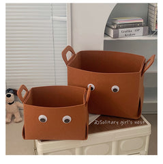 Collapsible Felt Storage Basket Foldable Bin Organizer with Handles Dirty Clothes Basket Toy Storage Box Sundries Storage Basket