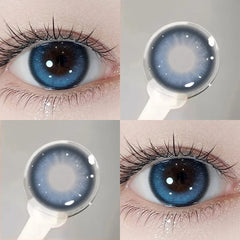 2PCS Yearly New Blue Contact Lenses Colored with Prescription Korean Student Beauty Pupils Cosmetics Fashion Contacts