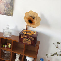Retro Nostalgic Gramophone Music Box Birthday Gift Home Decoration Bedroom Room Ornaments