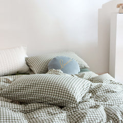 YICKYUE  -  Cotton Small Gingham Bedding Set - Green