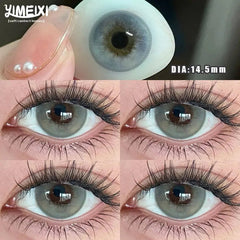 YICKYUE  -  2-Piece Korea Colorful Contact Lenses Grey Beautiful Pupil Soft Lenses Myopia Degree Makeup Lens London Fog Grey
