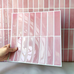YICKYUE  -  20-Pack Self-Adhesive Pink Stone Pattern Tiles - Plaid PET Square Wall Hanging Decor, Waterproof Stain-Resistant Kitchen Decoration, Architecture Theme Indoor Wall Art, 10x10 Inch