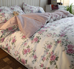 YICKYUE  -  French sweet floral pink bedding set 1.2 1.5 1.8 2.0,twin full queen king cotton home textile bed sheet pillow case quilt cover