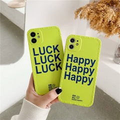 Happy good luck soft silicone phone case for iphone 12 11 pro max x xr xs max 7 8 plus green cute cover protective capa shell