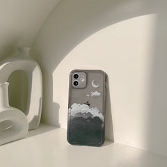 Black night moon funny phone case for iphone 7 x xr xs max 8 plus 11 12 mini pro max soft silicone protective cover shell