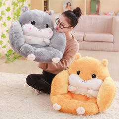 Hamster Semi-Enclosed Cushion Pain Relief Back Support Chair Cushions Plush Animals Tatami Office Seat Pad Home Decoration