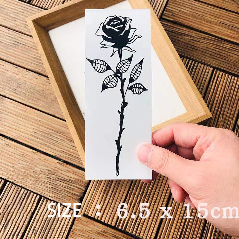 Waterproof Temporary Tattoo Sticker Black Rose Flower Design Body Art Fake Tattoo Flash Tattoo Back Shoulder Male Female