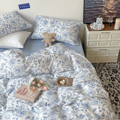 Yickyue Hepburn style ins retro Soft washed  cotton 4-piece set  100 student dormitory 3-piece set of bedding