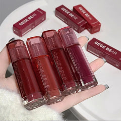YICKYUE  -  Mirror Water Glossy Lip Glaze Crystal-frozen Glossy Clear Lip Gloss Black Tea Red Liquid Lipstick Doodle Lips Korean Makeup