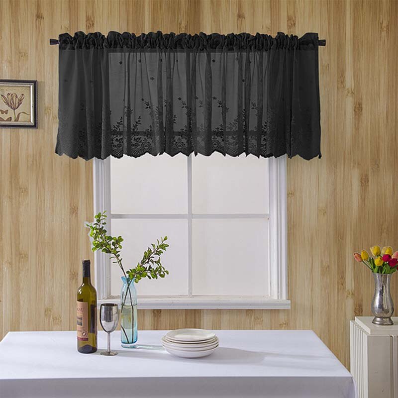 Yaapeet Floral Lace Sheer Curtains Rod Pockets Windows Voile for Bedroom Kitchen Soft White Short Tulle Curtain Drape Blinds