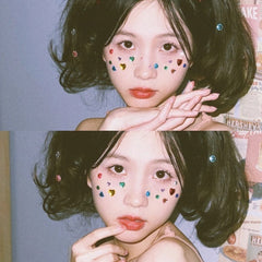Yickyue 1PCS DIY Love Heart Disposable Rhinestones Tattoo Stickers Colorful Crystal Diamond Stickers Party Eyes Face Makeup Decoration