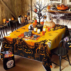 YICKYUE  -  Halloween Party Decoration Disposable Tablecloth Plastic Bat Pumpkin Ghost Darkness Halloween’s Decoration