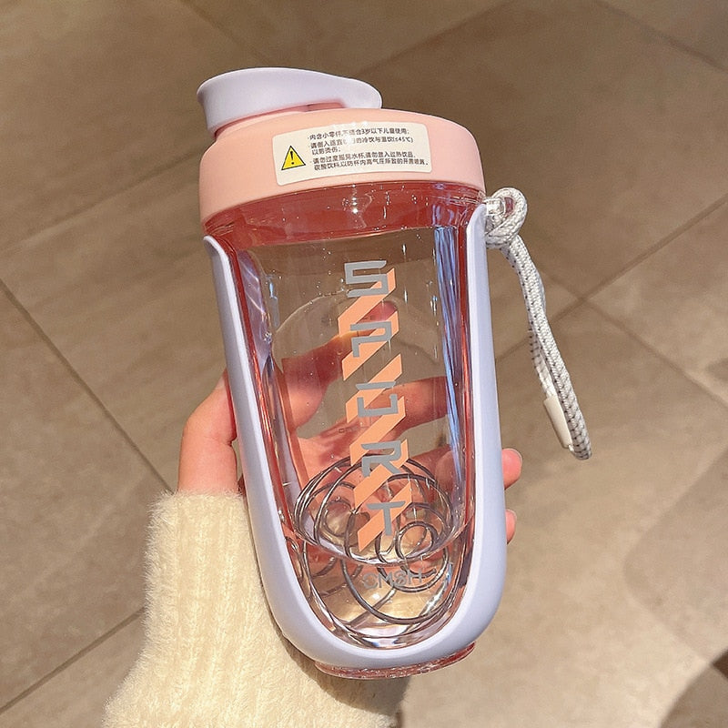 550ml Sport Shaker Bottle with Wire Whisk Balls Protein Powder Mixing Bottle Fitness Gym Shaker Portable Plastic Drinking Bottle