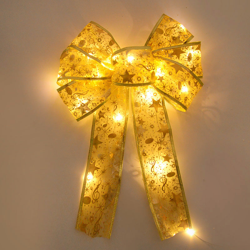 YICKYUE  -  Xmas Tree LED Light Bow Ribbon Christmas Decorations For Home Tree Topper Hanging Ornament 2025 New Year Party DIY Gifts Craft