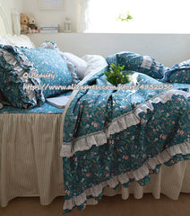 Korean-Style Floral Garden Princess 100% Cotton Bedding 100% Cotton 4-Piece Set