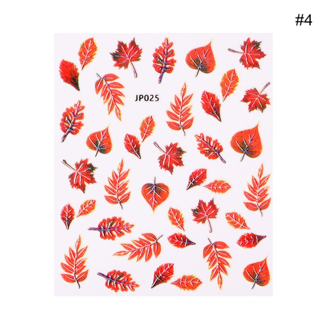 1 Sheet Flower Leaf Tree Green 3D Bronzing Nail Art Stickers Black White Sliders Summer DIY Decals for Nail Art Decoration