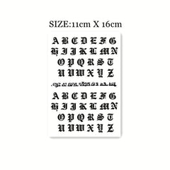 Waterproof Temporary Tattoo Sticker 26 Letter In Black Design Body Art Fake Tattoo Flash Tattoo Finger Female Male