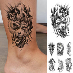 YICKYUE  -  Long Lasting Wolf Totem Black Waterproof Temporary Tattoo Body Art Arm Sticker for Women Men and Girl