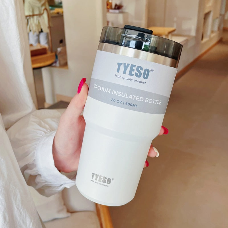 600/900ml Stainless Steel Thermos Bottle With Straw Thermal Coffee Mugs Travel  Vacuum Tumbler For Tea Cold Drinks Car Ice Cup