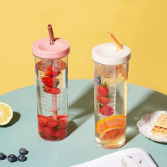 Yickyue New 700ML Water Bottle with Foldable Straw Creative Fruit Tea Built-in Filter Cup Large capacity Portable Home Office Drinkware